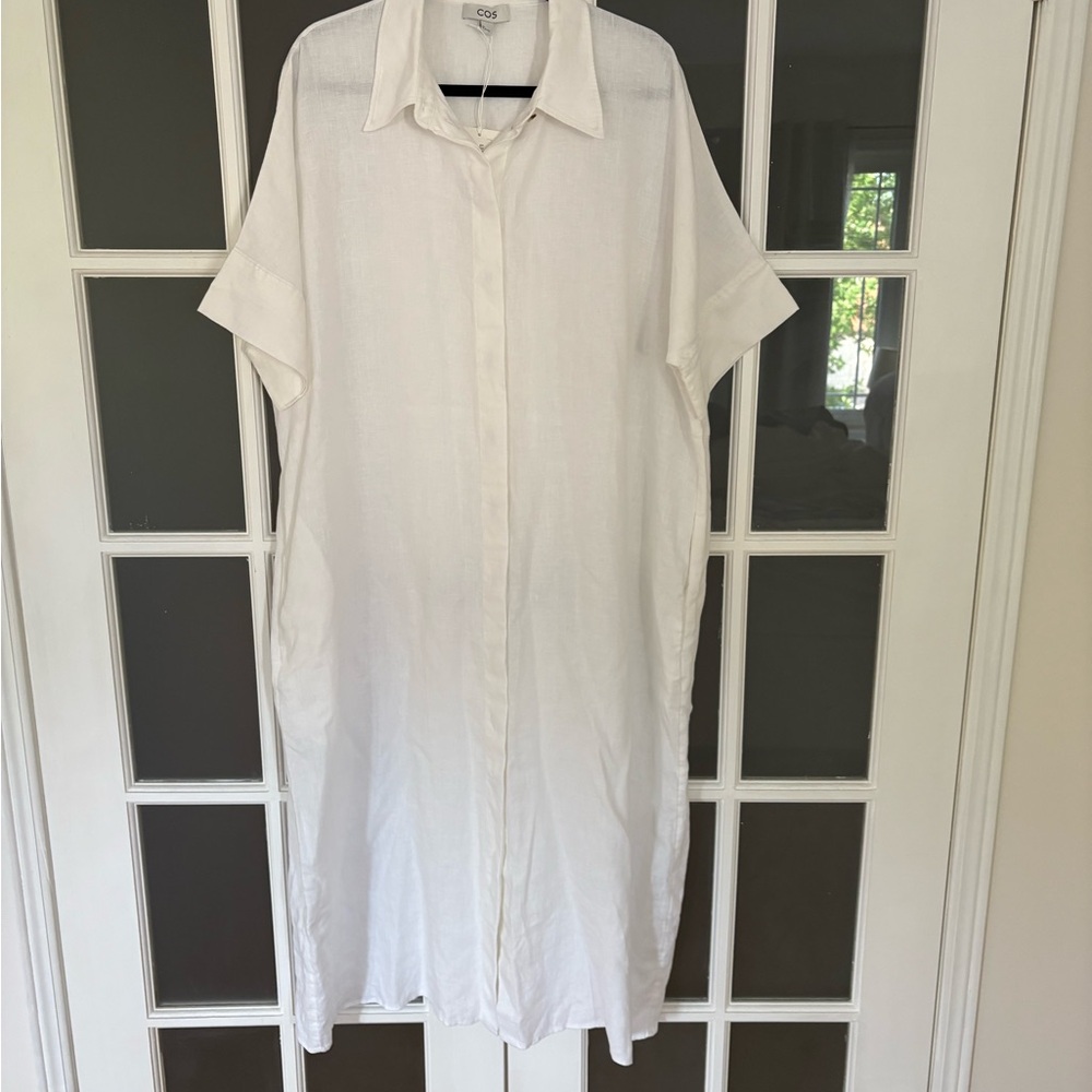 COS White Oversized Midi Shirt Dress